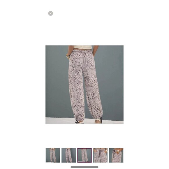 Anthropologie Size Small Printed Harem Pants Cream Aztec Tribal Oversized - Picture 4 of 15